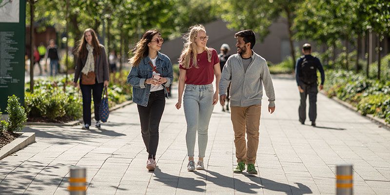 Three students on campus