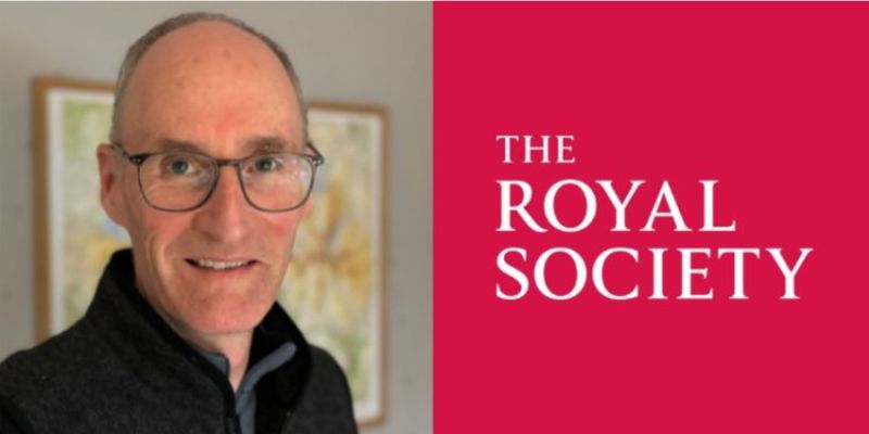 A head and shoulders photograph of Professor Ken Carslow next to a graphic banner of the Royal Society