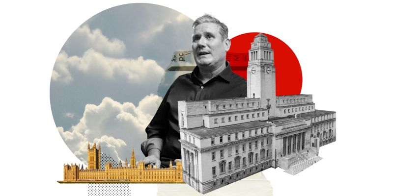 A collage of images including Keir Starmer, the Parkinson Building and Westminster