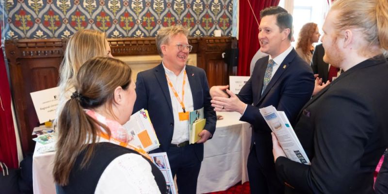 Muriel Bonjean Stanton, Amelia Duncan and Andrew Wood of the Yorkshire and Humber Climate Commission meet with Lee Pitcher MP and his aide.