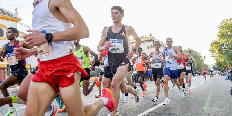 Medicine graduate Phil Sesemann, who graduated in 2017, will take part in the marathon for Team GB. He is pictured racing along a road.