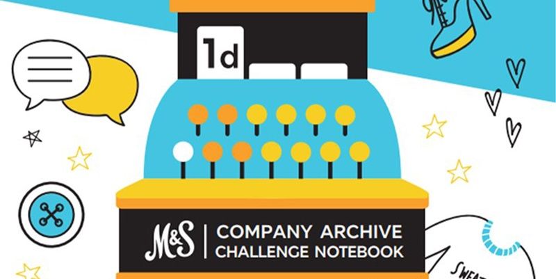 A type writer with text M and S company challenge notebook.